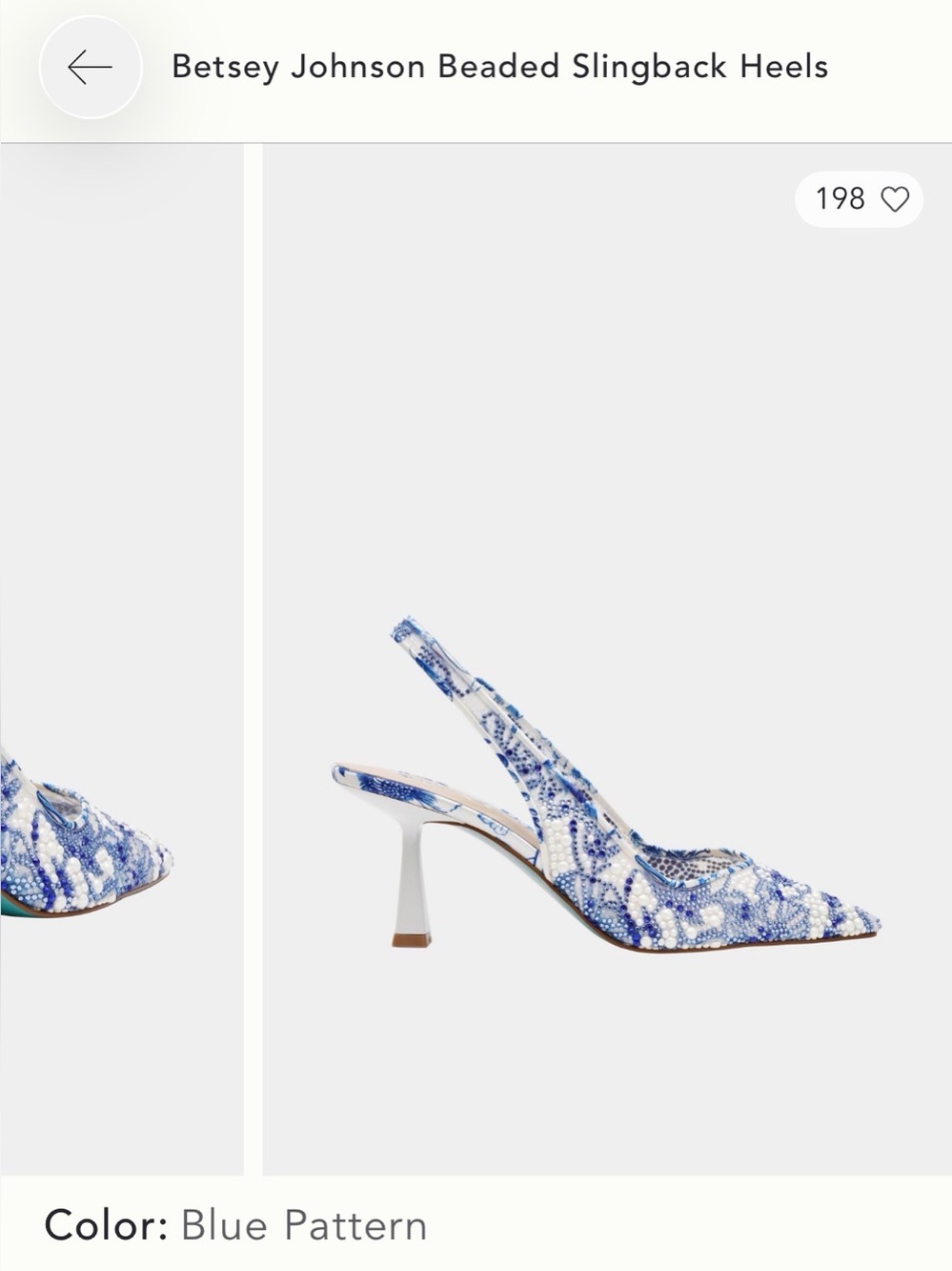 Betsey Johnson Blue and White Beaded Slingback Heels